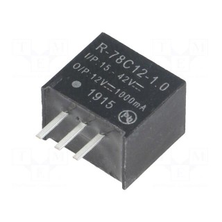 Converter: DC/DC | 12W | Uin: 15÷42V | Uout: 12VDC | Iout: 1A | SIP3 | 2g