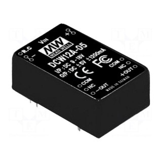 Converter: DC/DC | 12W | Uin: 18÷36V | Uout: 12VDC | Uout2: -12VDC | DCW12