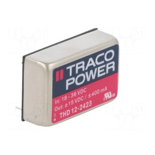 Converter: DC/DC | 12W | Uin: 18÷36V | Uout: 15VDC | Uout2: -15VDC | DIP24