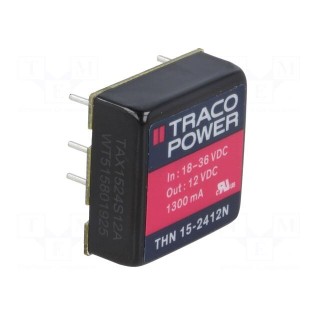 Converter: DC/DC | 15W | Uin: 18÷36V | 12VDC | Iout: 1.3A | 1"x1" | 16.6g