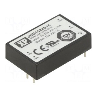 Converter: DC/DC | 15W | Uin: 18÷36V | Uout: 15VDC | Iout: 1A | 250kHz