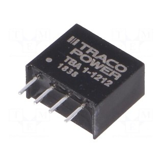 Converter: DC/DC | 1W | Uin: 10.8÷13.2V | Uout: 12VDC | Iout: 80mA | SIP4