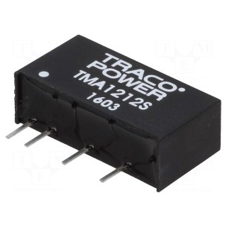 Converter: DC/DC | 1W | Uin: 10.8÷13.2V | 12VDC | Iout: 80mA | SIP | 2.1g