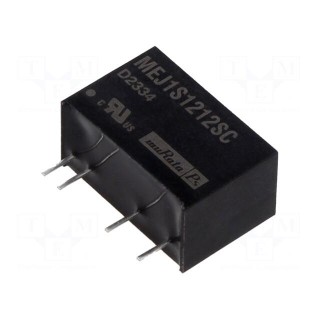 Converter: DC/DC | 1W | Uin: 10.8÷13.2V | Uout: 12VDC | Iout: 83mA | SIP