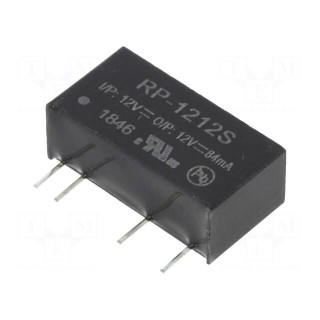 Converter: DC/DC | 1W | Uin: 10.8÷13.2V | Uout: 12VDC | Iout: 84mA | SIP7