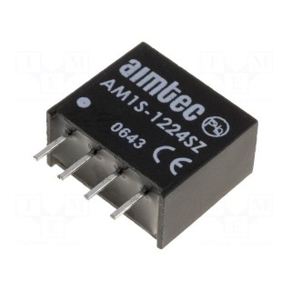 Converter: DC/DC | 1W | Uin: 10.8÷13.2V | Uout: 24VDC | Iout: 42mA | SIP4