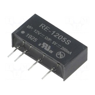 Converter: DC/DC | 1W | Uin: 10.8÷13.2V | Uout: 5VDC | Iout: 200mA | SIP7