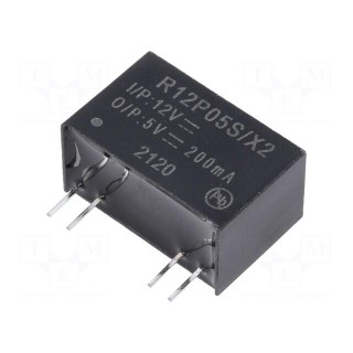Converter: DC/DC | 1W | Uin: 10.8÷13.2V | Uout: 5VDC | Iout: 200mA | SIP7