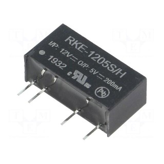 Converter: DC/DC | 1W | Uin: 10.8÷13.2V | Uout: 5VDC | Iout: 200mA | SIP7