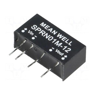 Converter: DC/DC | 1W | Uin: 11.4÷13.2V | 12VDC | Iout: 0÷84mA | SIP6