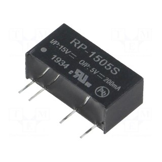 Converter: DC/DC | 1W | Uin: 13.5÷16.5V | Uout: 5VDC | Iout: 200mA | SIP7