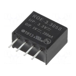 Converter: DC/DC | 1W | Uin: 2.97÷2.63V | Uout: 5VDC | Iout: 200mA | SIP4
