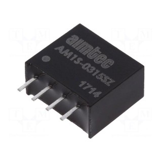 Converter: DC/DC | 1W | Uin: 2.97÷3.63V | Uout: 15VDC | Iout: 67mA | SIP4
