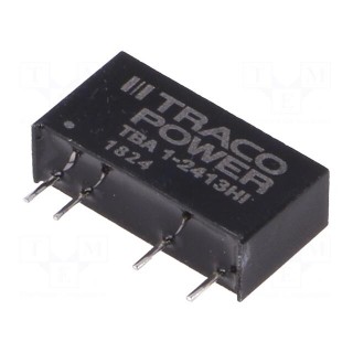 Converter: DC/DC | 1W | Uin: 21.6÷26.4V | Uout: 15VDC | Iout: 66mA | SIP7