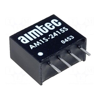 Converter: DC/DC | 1W | Uin: 21.6÷26.4V | Uout: 15VDC | Iout: 67mA | SIP4