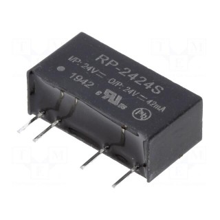 Converter: DC/DC | 1W | Uin: 21.6÷26.4V | Uout: 24VDC | Iout: 42mA | SIP7