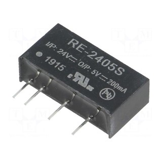 Converter: DC/DC | 1W | Uin: 21.6÷26.4V | Uout: 5VDC | Iout: 200mA | SIP7