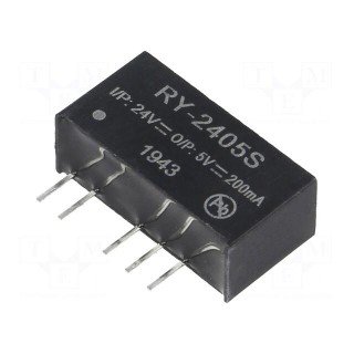 Converter: DC/DC | 1W | Uin: 22.8÷25.2V | Uout: 5VDC | Iout: 200mA | SIP7