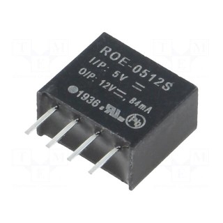Converter: DC/DC | 1W | Uin: 4.5÷5.5V | Uout: 12VDC | Iout: 84mA | SIP4