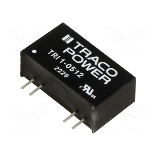Converter: DC/DC | 1W | Uin: 4.5÷5.5V | Uout: 12VDC | Iout: 84mA | SIP8