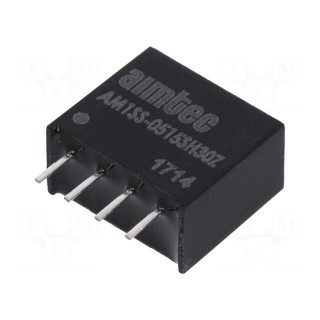 Converter: DC/DC | 1W | Uin: 4.5÷5.5V | 15VDC | Iout: 67mA | SIP4 | 1.5g