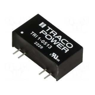 Converter: DC/DC | 1W | Uin: 4.5÷5.5V | Uout: 15VDC | Iout: 68mA | SIP8