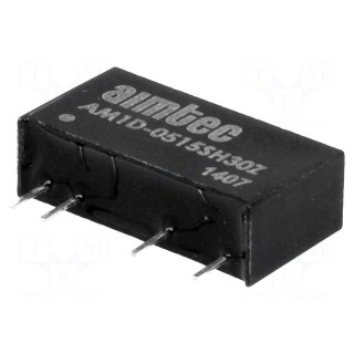 Converter: DC/DC | 1W | Uin: 4.5÷5.5V | Uout: 15VDC | Iout: 70mA | SIP7
