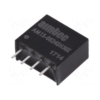 Converter: DC/DC | 1W | Uin: 4.5÷5.5V | Uout: 24VDC | Iout: 50mA | SIP4