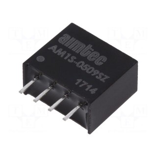 Converter: DC/DC | 1W | Uin: 4.5÷5.5V | 9VDC | Iout: 111mA | SIP4 | 1.8g