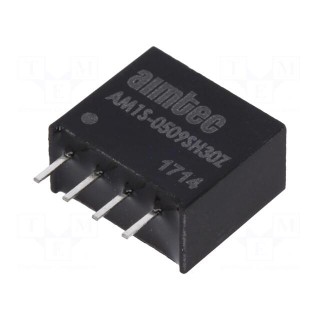Converter: DC/DC | 1W | Uin: 4.5÷5.5V | Uout: 9VDC | Iout: 111mA | SIP4