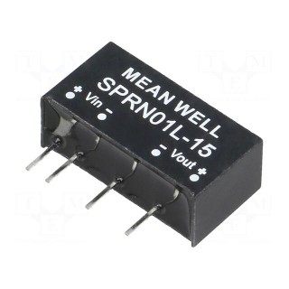 Converter: DC/DC | 1W | Uin: 4.75÷5.5V | Uout: 15VDC | Iout: 0÷67mA | SIP6