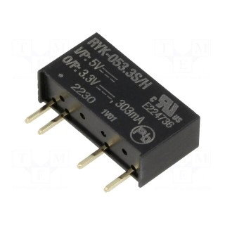Converter: DC/DC | 1W | Uin: 5V | Uout: 3.3VDC | Iout: 303mA | SIP7 | RYK