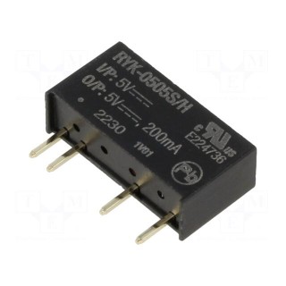 Converter: DC/DC | 1W | Uin: 5V | Uout: 5VDC | Iout: 200mA | SIP7 | RYK