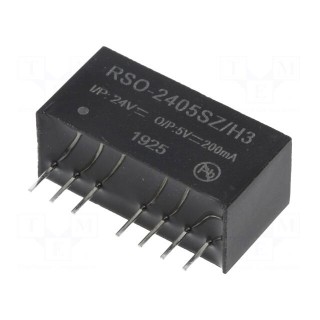 Converter: DC/DC | 1W | Uin: 9÷36V | Uout: 5VDC | Iout: 200mA | SIP8 | 4.7g