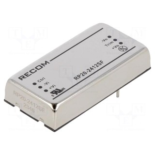 Converter: DC/DC | 20W | Uin: 18÷36V | Uout: 12VDC | Iout: 1.67A | 2"x1"