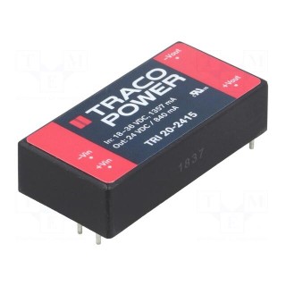 Converter: DC/DC | 20W | Uin: 18÷36V | Uout: 24VDC | Iout: 840mA | 2"x1"