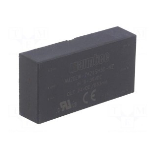 Converter: DC/DC | 20W | Uin: 9÷36V | 24VDC | Iout: 834mA | 2"x1" | 24g