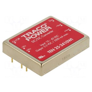 Converter: DC/DC | 25W | Uin: 10÷40V | Uout: 3.3VDC | Iout: 5500mA | OUT: 1