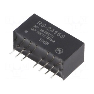 Converter: DC/DC | 2W | Uin: 18÷36V | Uout: 15VDC | Iout: 134mA | SIP8