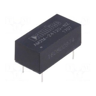 Converter: DC/DC | 2W | Uin: 21.6÷26.4V | Uout: 12VDC | Uout2: -12VDC