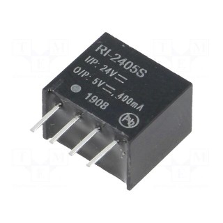 Converter: DC/DC | 2W | Uin: 21.6÷26.4V | Uout: 5VDC | Iout: 400mA | SIP4