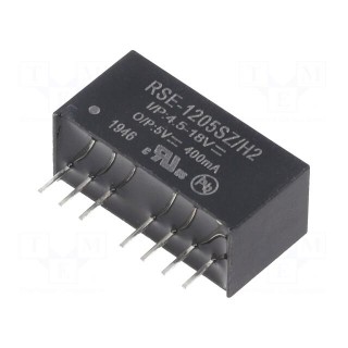 Converter: DC/DC | 2W | Uin: 4.5÷18V | Uout: 5VDC | Iout: 400mA | SIP8