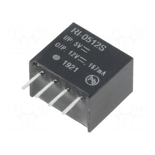 Converter: DC/DC | 2W | Uin: 4.5÷5.5V | Uout: 12VDC | Iout: 167mA | SIP4
