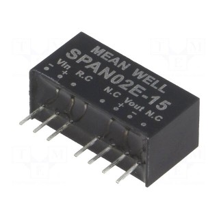 Converter: DC/DC | 2W | Uin: 4.5÷9V | 15VDC | Iout: 0÷134mA | SIP8 | 4.8g