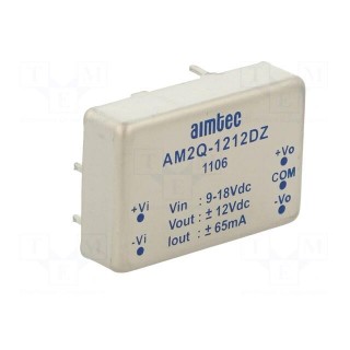 Converter: DC/DC | 2W | Uin: 9÷18V | Uout: 12VDC | Uout2: -12VDC | 1"x0,7"