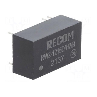 Converter: DC/DC | 2W | Uin: 9÷18V | Uout: 15VDC | Uout2: -15VDC | DIP16