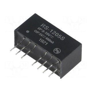 Converter: DC/DC | 2W | Uin: 9÷18V | Uout: 5VDC | Iout: 400mA | SIP8 | 4.7g