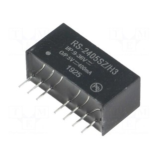 Converter: DC/DC | 2W | Uin: 9÷36V | Uout: 5VDC | Iout: 400mA | SIP8 | 4.7g
