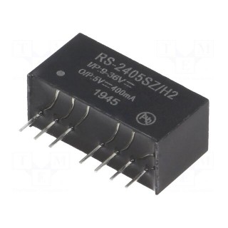 Converter: DC/DC | 2W | Uin: 9÷36V | Uout: 5VDC | Iout: 400mA | SIP8 | 4.7g