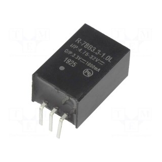 Converter: DC/DC | 3.3W | Uin: 4.75÷32V | Uout: 3.3VDC | Iout: 1A | SIP3